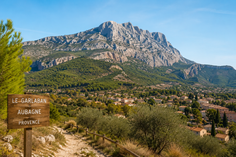 Le Garlaban à **Aubagne**, paysage emblématique de Provence qui inspire les créations artisanales de **décors de crèche** et de **crèches de Noël provençales** de L’Atelier de Fanny près d’**Aix-en-Provence**.