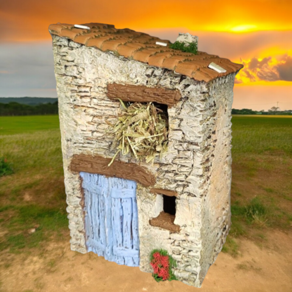 Petite maisonnette pour la crèche de Noël fabriquée artisanalement à Aubagne 