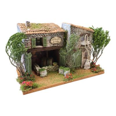 Décors de crèche artisanaux fabriqués à Aubagne pour créer une véritable ambiance provençale.