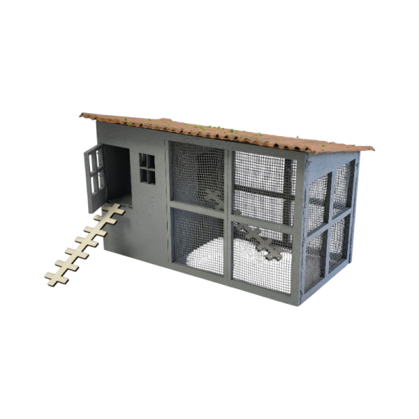 Poulailler de Provence fabriquée en bois dans notre atelier à Aubagne pour votre décor de crèche de noël et vos santons de Provence 7cm 