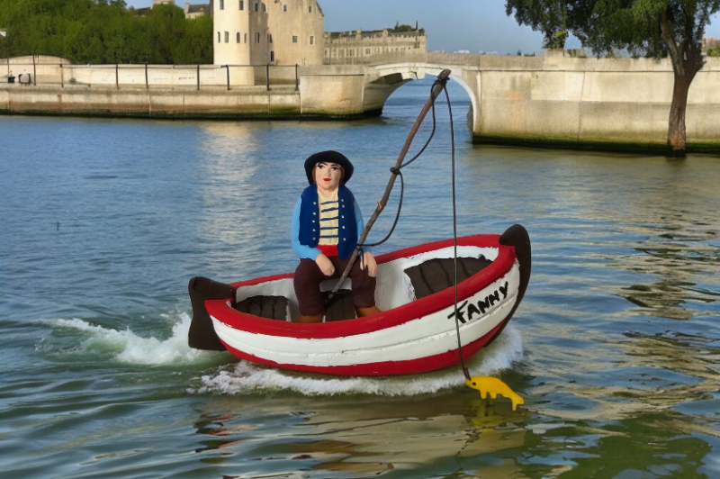 Santon de Provence pêcheur sur barque
