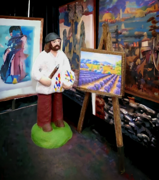 Santon Peintre avec Chevalet 7cm pour votre crèche de noël à Aubagne