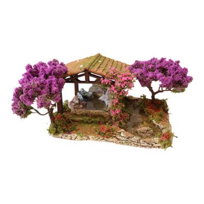 Crèche de Noël avec santons artisanaux et décors miniatures provençaux