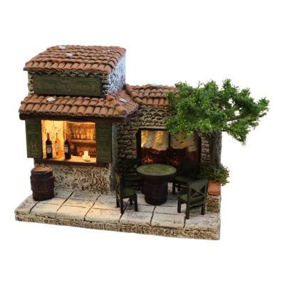 Crèche provençale artisanale avec maisons miniatures et santons de Provence à Aix-en-Provence